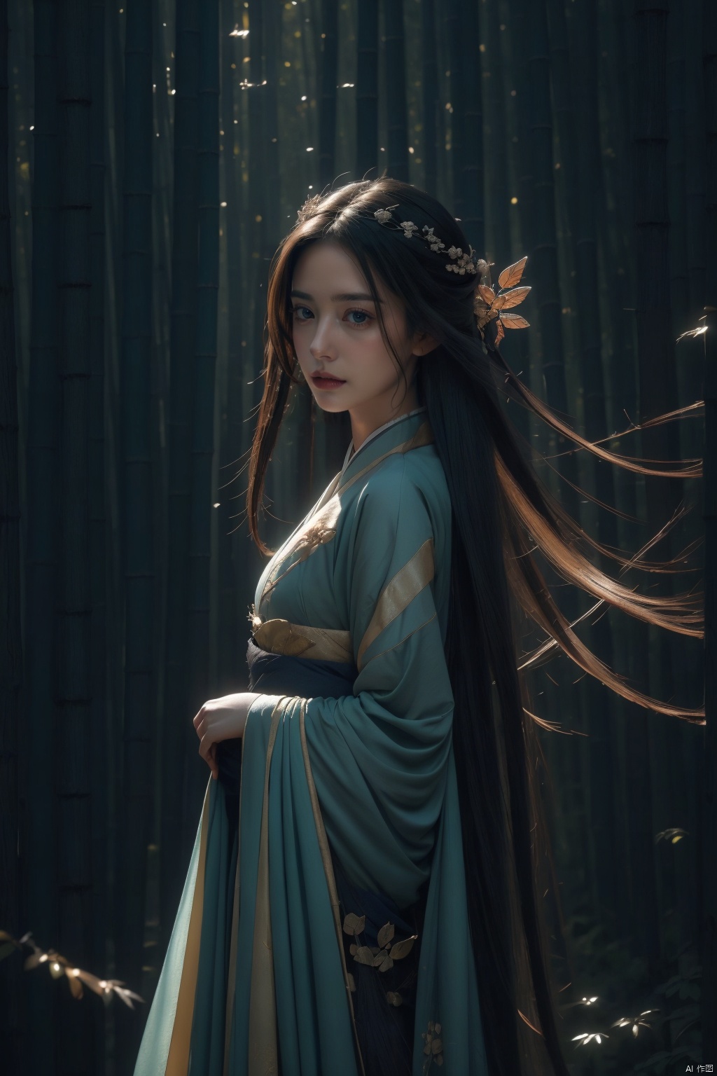 1girl, hanfu,masterpiece, best quality, super wide angle, best fingers, facing viewer, full frontal, magnificent, celestial, ethereal, painterly, epic, majestic, magical, fantasy art, cover art, dreamy, elegant, cinematic, background illuminated, rich deep colors, ambient dramatic atmosphere, creative, perfect, beautiful composition, intricate, detailed
 light and shadow interweaving, atmosphere creation, detail processing, visual appeal,