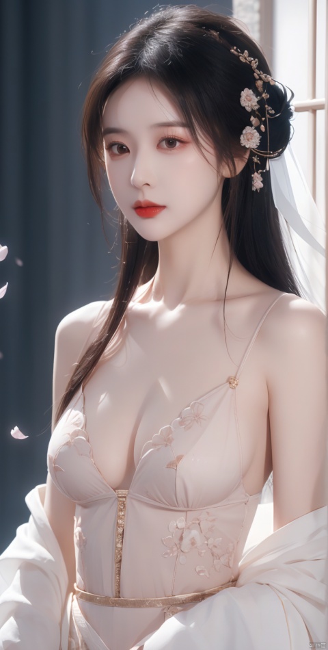  Best quality,realistic,photorealistic,masterpiece,extremely detailed CG unity 8k wallpaper,best illumination,best shadow,huge filesize,incredibly absurdres,absurdres,looking at viewer,
transparent,smog,gauze,vase,petals,traditional chinese room,detailed background,wide shot background,
1gilr,Hairpins,hair ornament,slim,narrow waist,(Medium breasts:1.3),(Full chest),perfect eyes,beautiful perfect face,perfect female figure,detailed skin,delicate pattern,detailed complex and rich exquisite clothing detail,delicate intricate fabrics,charming,alluring,seductive,erotic,enchanting,
hanfu,song style outfits,daxiushan,daxiushan style, daxiushan,hanfu, Realistic, ll-hd, cute girl, , 1girl, guanzhilin