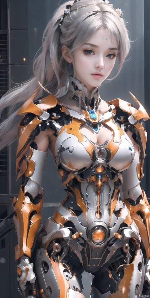  best quality,highly detailed,masterpiece,ultra-detailed,illustration,1girl,solo,bare shoulders,ultra-detailed,bishoujo,Bare shoulders,Bare thigh,beautiful detailed eyes,medium_breasts,pony-tail,world masterpiece theater,cleavage dress,bright_eyes,realistic,mecha clothes,beautiful detailed sky,extremely detailed CG,guro,cosplay,streaked hair,silver hair,garreg mach monastery uniform,bent_over,Bare navel,full_moon, EPICARMOR2024, saibo, xihua, person, NYLostRuins, orange