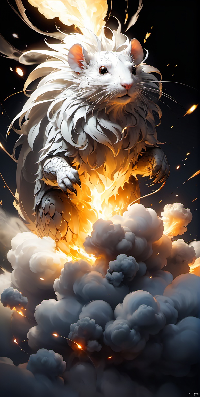  [a white lighting translucent phantom made of smoke], intricate design, photorealistic, hyperrealistic, high definition, extremely detailed, cinematic, UHD, HDR, 32k, ultra hd, realistic, dark muted tones, highly detailed, perfect composition, beautiful detailed intricate insanely detailed octane render, trending on artstation,aw0k geometry,huayu,leonardo,mgln,cryptids,zodiac Rat, (RAL-VLNTXPLZN and completely explosion)