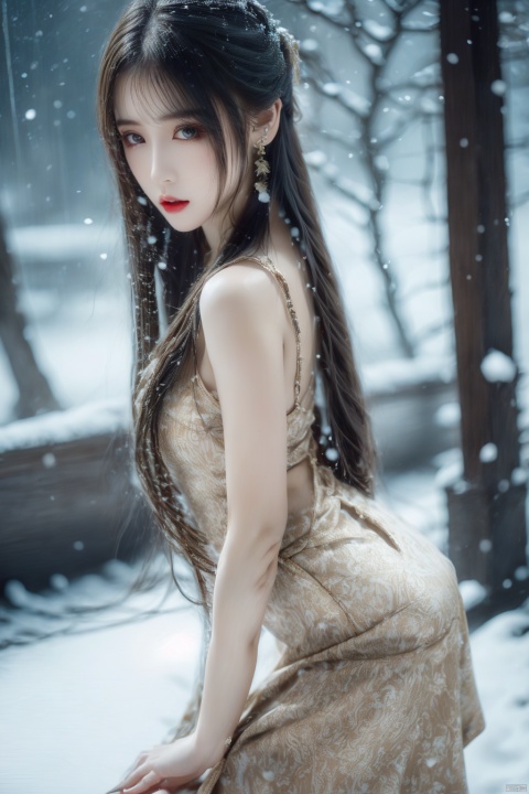  Best quality, masterpiece, photorealistic, 32K uhd, official Art,
1girl, dofas, solo,upper body, snowing, blurry, 1girl,pencil_skirt,yellow_footwear,high_heels,pinstripe_suit