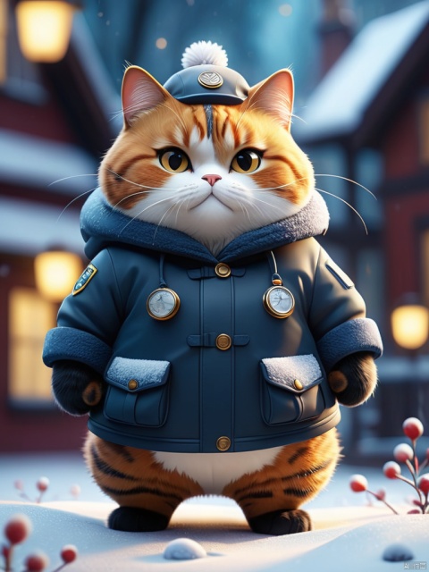  Full body, ((fat cat in winter uniform), active pose,((glowing)) super detail, surrealism, film, action filled background, (bokeh effect). Conceptual art, ink style. Vibrant colours, ultra realistic, high quality, highly detailed, pop on artstation, intricate detailed background. Resonant, vibrant, stunningly beautiful, crisp, detailed, smooth, ultra-modern, high contrast, cinematic, ultra-detailed, complex, professional., QMSJ
