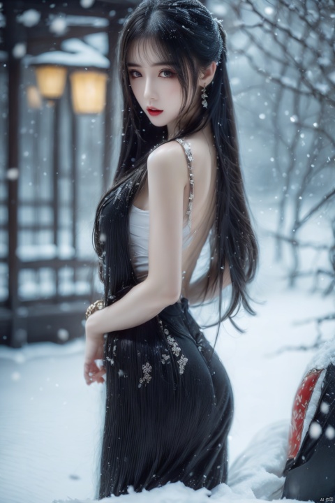  Best quality, masterpiece, photorealistic, 32K uhd, official Art,
1girl, dofas, solo,upper body, snowing, blurry, 1girl,pencil_skirt,yellow_footwear,high_heels,pinstripe_suit