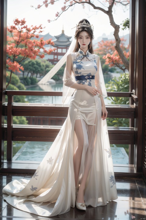  masterpiece, The best quality, 1girl, luxurious wedding dress, dreamy scene, white background, front viewer, looking at viewer, Flowers, romantic, Bride, Translucent white turban, UHD, 16k, , sparkling dress, yunbin, full_body, white stockings, wangyushan, Liu Yifei, chinese dress,white dress,
chinese clothes,dress,white dress,floral print,china dress,blue dress,hanfu,long sleeves,print dress,robe,skirt,sleeveless dress,widesleeves,yellow_footwear,high_heels,handbag