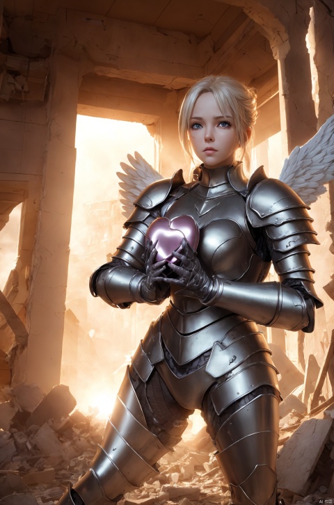 An angel in armor holding a heart in a pile of rubble, metaphysical, color and light glazed, beautiful, oversized scene, ultra HD 8k, detailed
professional 3d model, anime artwork pixar, 3d style, good shine, OC rendering, highly detailed, volumetric, dramatic lighting, E-commerce