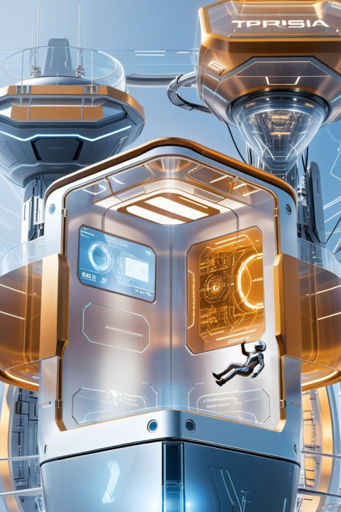 A futuristic scene unfolds: a sleek, metallic spaceship hovers above a transparent glass platform, its circuitry and wiring visible beneath the surface. The ship's curved design reflects off the glass, creating a mesmerizing play of light and shadow. In the foreground, a lone engineer stands, dressed in a high-tech suit, gazing up at the vessel with a mixture of wonder and focus.