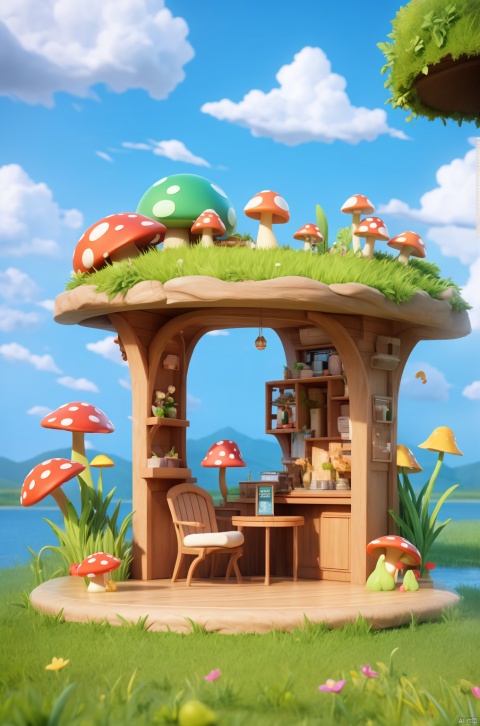 3D_style,
outdoors,water,sky,day,cloud,flower, E-commerce booth, grass,scenery,mushroom, green theme,

professional 3d model, anime artwork pixar, 3d style, good shine, OC rendering, highly detailed, volumetric, dramatic lighting, ,E-commerce