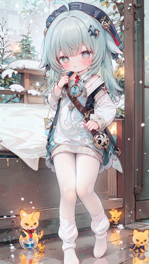best quality,Christmas Day,1girl,muffler,long hair,sweater,drinking,new year,off shoulder,socks,bottle,long sleeves,milk,solo,ahoge,hand on hip,standing,new year,bangs,off-shoulder sweater,dress,no shoes,full body,blush,puffy long sleeves,sweater dress,puffy sleeves,Snow,snowing,outside,Pine,box,christmas lights,looking at viewer,ornament,(((white pantyhose,White Christmas socks:1.25))),furina,huohuohsr,barbaradef,focalors \(genshin impact\),huohuo,classroom,sit,cozy animation scenes, white pantyhose