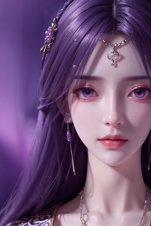  1girl
￼
solo
￼
long hair
￼
jewelry
￼
closed mouth
￼
purple eyes
￼
purple hair
￼
earrings
￼
blurry
￼
lips
￼
blurry background
￼
expressionless
￼
portrait
￼
TMS-yx
￼
