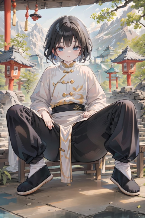 solo, long hair, looking at viewer, black hair, long sleeves, 1boy, full body, male focus, outdoors, japanese clothes, wide sleeves, black footwear, tree, chinese clothes, hanfu, Kung fu moves, Wen Dao Sheng Zun, xiaosheng, jznssw, taoist priest,Multi energy text,white socks,Energy pairing,Glowing Text,Transparent text, Ancient China_Indoor scenes, zhifu xianling, , mature male,(bx:0.8), xihuabeauty