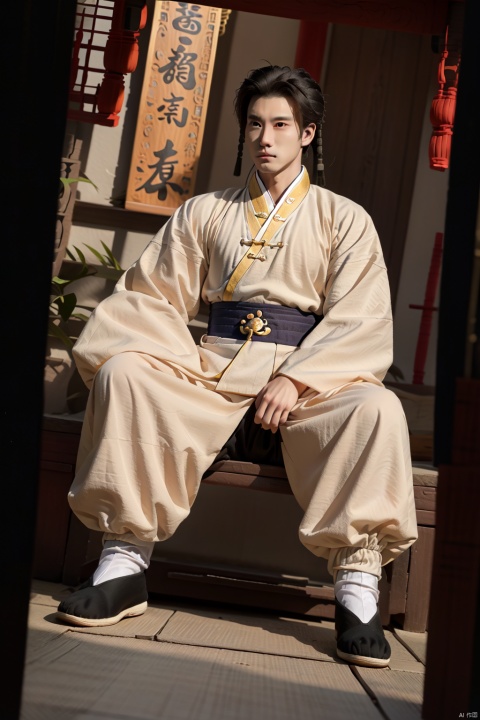 solo, long hair, looking at viewer, black hair, long sleeves, 1boy, full body, male focus, outdoors, japanese clothes, wide sleeves, black footwear, tree, chinese clothes, hanfu, Kung fu moves, Wen Dao Sheng Zun,(bx:1.2), xiaosheng, jznssw, taoist priest,Multi energy text,white socks,Energy pairing,Glowing Text,Transparent text, Ancient China_Indoor scenes, zhifu xianling, boy, xinyue, gchf