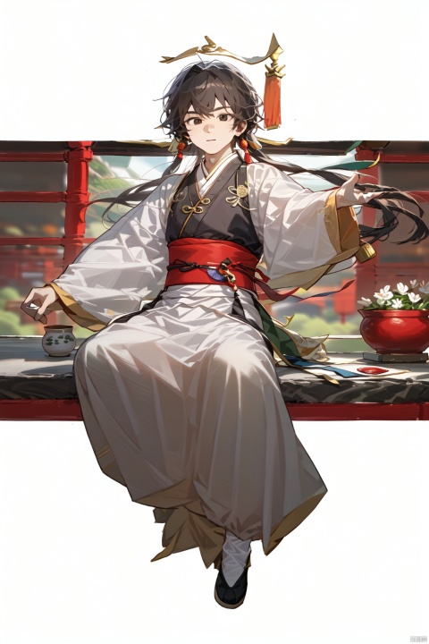 solo, long hair, looking at viewer, black hair, long sleeves, 1boy, full body, male focus, outdoors, japanese clothes, wide sleeves, black footwear, tree, chinese clothes, hanfu, Kung fu moves, Wen Dao Sheng Zun,(bx:1.2), xiaosheng, jznssw, taoist priest,Multi energy text,white socks,Energy pairing,Glowing Text,Transparent text, Ancient China_Indoor scenes, zhifu xianling, boy, 1 boy, , bx, 372089,xinyue