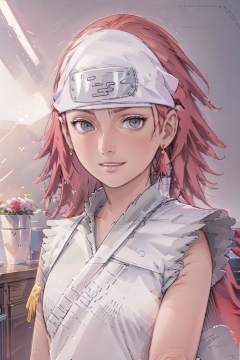 (White background: 1.3),
1 girl, solo, busty, 30 years old, royal sister, pretty,
Short hair, (big breasts :1.3), red hair, ninja, turban, grey top, fine dress,
Upper body, smile to the camera, camera focuses on the face,
High resolution, master paintings, CG, wallpaper, super Detail, intricate details, masterpieces, 8k, contrast, smooth, bright picture, soft picture, Rembrandt lighting, amazing,
Manga style, manga, anime, Games cg,kaluyi, 