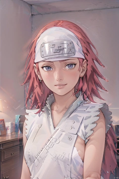 (White background: 1.3),
1 girl, solo, busty, 30 years old, royal sister, pretty,
Short hair, (big breasts :1.3), red hair, ninja, turban, grey top, fine dress,
Upper body, smile to the camera, camera focuses on the face,
High resolution, master paintings, CG, wallpaper, super Detail, intricate details, masterpieces, 8k, contrast, smooth, bright picture, soft picture, Rembrandt lighting, amazing,
Manga style, manga, anime, Games cg,kaluyi, 