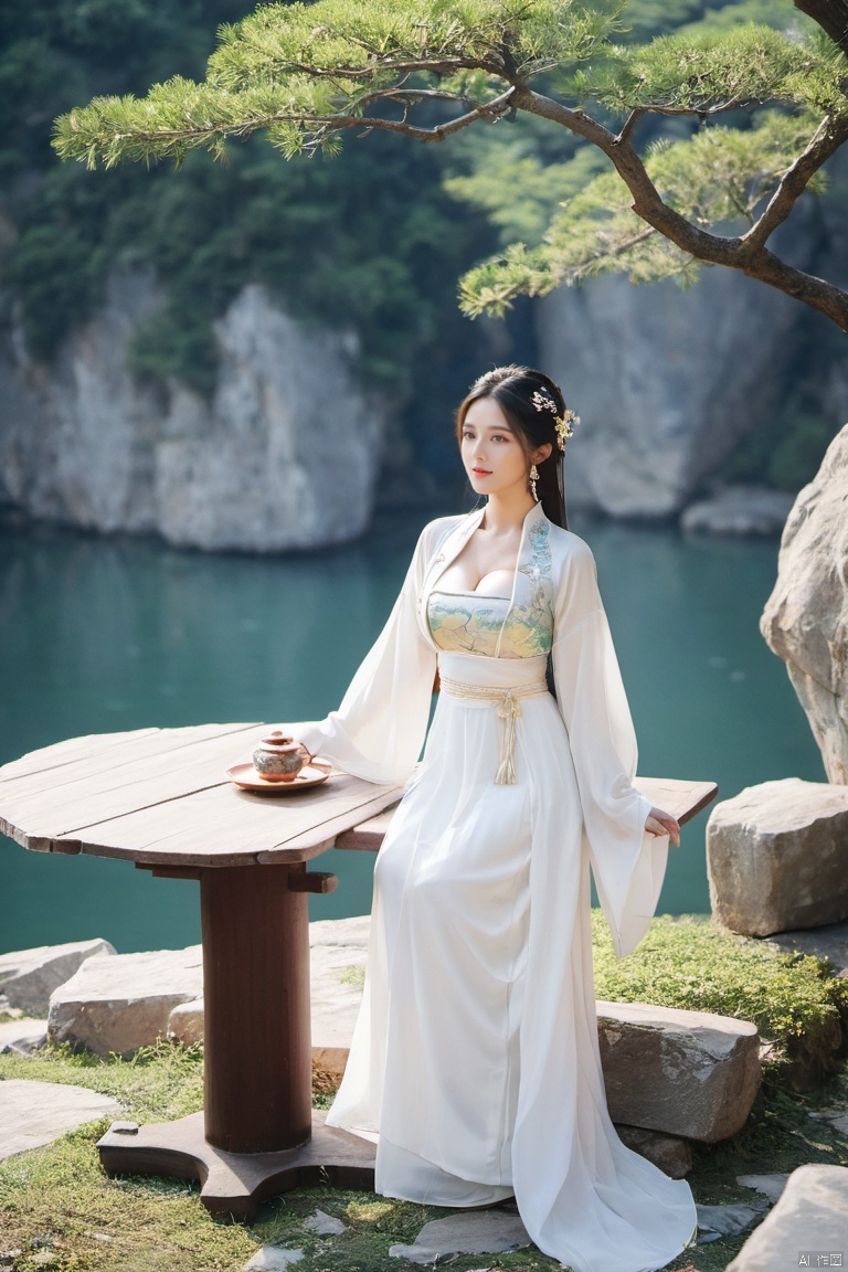  (Masterpiece:1.2), best quality, (huge and full breasts:1.99), (full breasts), necklace, Tree, Outdoor, Flower Sea, Cliff Edge, full body, daxiushan

1girl, long hair, breasts, looking at viewer, black hair, hair ornament, long sleeves, dress, indoors, wide sleeves, white dress, chinese clothes, table, realistic, hanfu, daxiushan,daxiushan style, monkren, FilmGirl