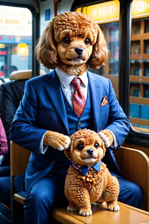 Poodle,suit,on bus, AgainAnimal_v1