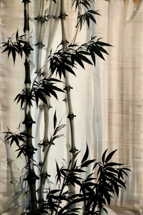 AgainChineseInkPainting, (greyscale:1.2), (monochrome:1.2), (chinese ink painting:1.2), bamboo, no humans, traditional media, plant, nature, leaf, scenery, grey background, forest, white background, bamboo forest, white background