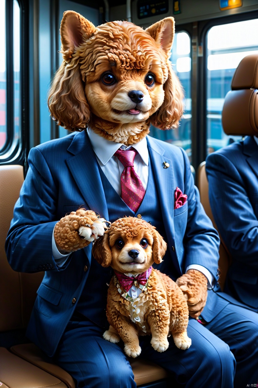 Poodle,suit,on bus, AgainAnimal_v1