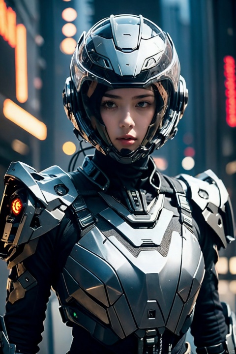 photorealistic,1girl,cyberpunk armor,helmet,(detailed face:1.2),full body,realistic, science fiction, helmet, cable, cyberpunk, lips, screen,