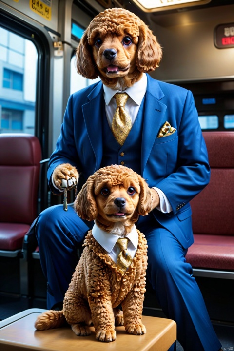 Poodle,suit,on bus, AgainAnimal_v1