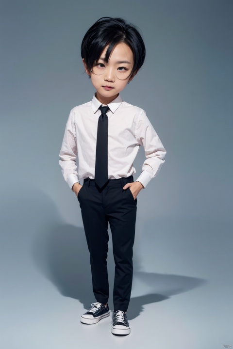 1man,chibi,full body,black hair,