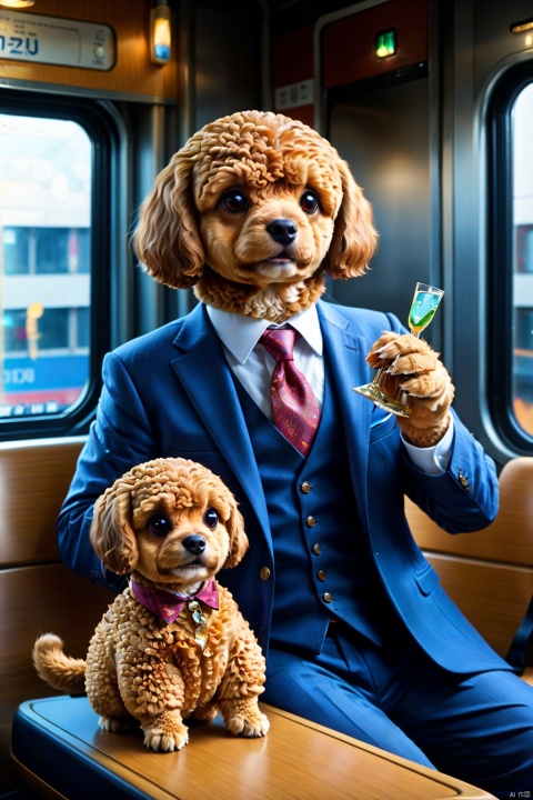 Poodle,suit,on bus, AgainAnimal_v1