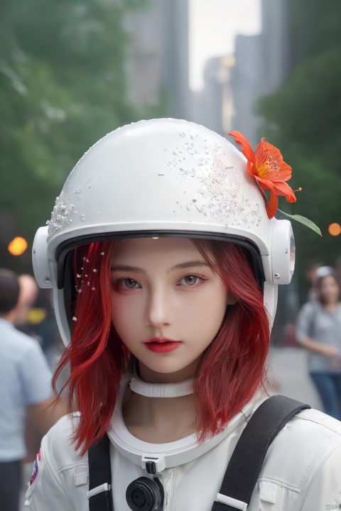 cinematic photo, perfectly centered girl portrait detailed astronaut with flowers explosion helmets,anatomical drawing,dripping paint,coquelicot color,volumetric lighting,unreal engine,blender model,3d model,incredible bokeh . 35mm photograph,film,bokeh,professional,4k,highly detailed,hubg_beauty_girl, hubg_jsnh