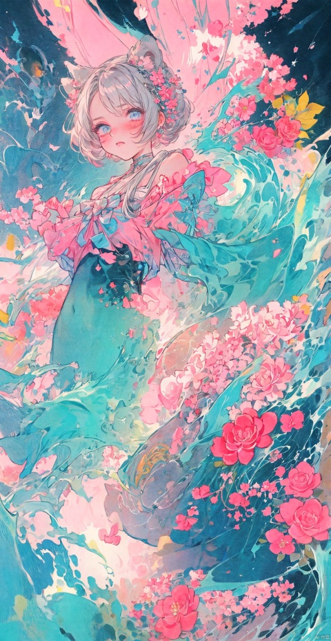  A girl, butterfly, dusk, falling flowers, cherry blossoms, ripples, water, blood, wounds, heart, Streamers, tears, laughte, myuejin, guijian, surrealistic, qsflh, Colorful portraits, fushihui, banhua, Ukiyoe, Rebellious girl, boom, Magic Circle, As the moon, flat, saibo, chocolate,cyberpunk, jtc, chinese style, HTTP, white pantyhose, yinyou