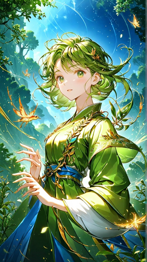  1 girl,The Clothes of Nature,Vitality and regeneration,Verdant,
render,technology, (best quality) (masterpiece), (highly in detailed), 4K,Official art, unit 8 k wallpaper, ultra detailed, masterpiece, best quality, extremely detailed,CG,low saturation, as style, line art, anangc