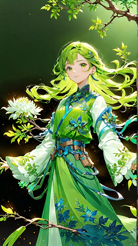  1 girl,The Clothes of Nature,Vitality and regeneration,Verdant,
render,technology, (best quality) (masterpiece), (highly in detailed), 4K,Official art, unit 8 k wallpaper, ultra detailed, masterpiece, best quality, extremely detailed,CG,low saturation, as style, line art, anangc