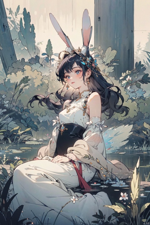  1girl, Rabbit ears, crystal, masterpiece, Best Quality, in Ethereal Fantasy style