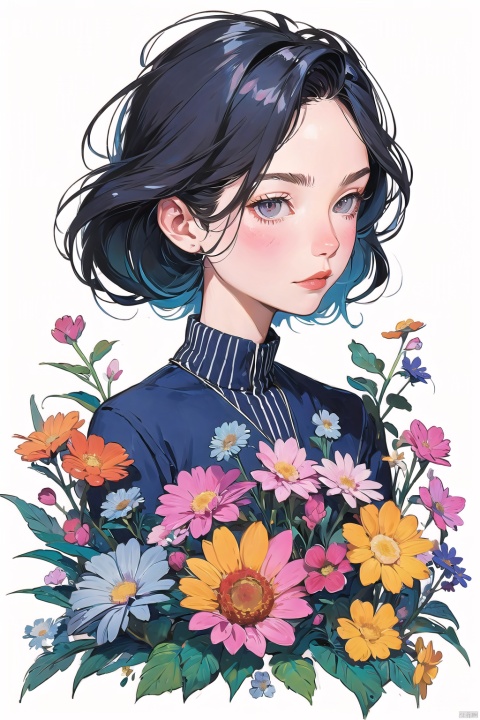 CX, 1girl, flowers