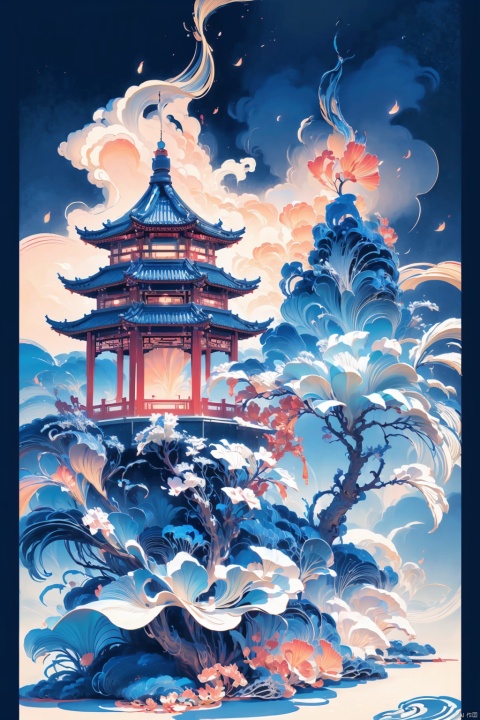 masterpiece, ultra high definition, ancient chinese palace, 1 woman, solitaire, majestic architecture, traditional east asian design, dragon and phoenix motifs, imperial costume, long flowing robes, intricate headdress, pearl jewelry, holding a ceremonial fan, ambient light through lattice windows, courtyard garden with bonsai trees, Ink diffusion style, Chinese painting aesthetics, Yijin-style refinement, dynamic wind movement in fabric simulation, chiaroscuro lighting effect