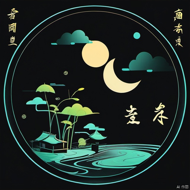  the 24 Traditional Chinese Solar Terms\(Rain Water\),flat,black background,