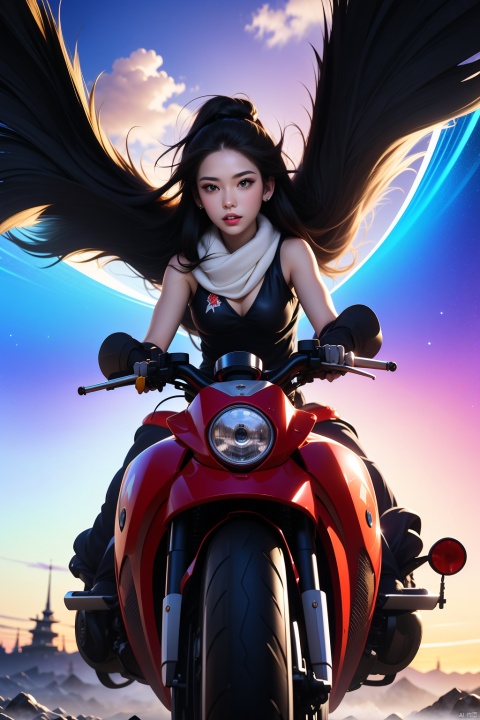  very beautiful,high quality,(a cat riding a motorcycle:1.1),tom,cat,solo,(motor vehicle:1.2),riding,scarf,running on the rainbow,tree,extreme perspective,looking up at the camera,rainbow,furry,3d style,C4D,blender,kawaii,water spray,speed,bifrost,(masterpiece:1.2), best quality,PIXIV,humorous,beautiful colorful background,