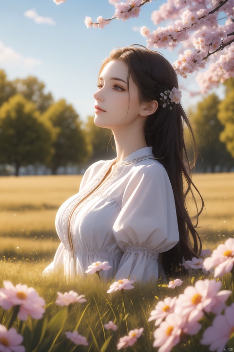 1 girl,full body,puffy,sleeves,
dress,puffy,frills,outdoors,grassland,flower,garden,sky,bokeh,Maximum aperture,Depth of field,shiny,best quality ,masterpiece, illustration, an extremely delicate and beautiful, unity ,8k wallpaper, Amazing,masterpiece,best quality, 8k wallpaper, eluosi