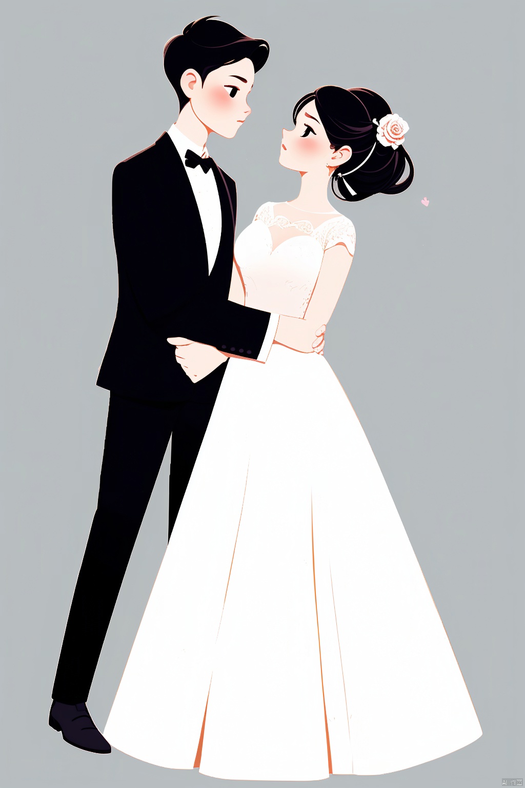  Valentine's Day,Flat painted style,1girl,1boy,rose,wedding_dress,simple background,,love,romantism,masterpiece,