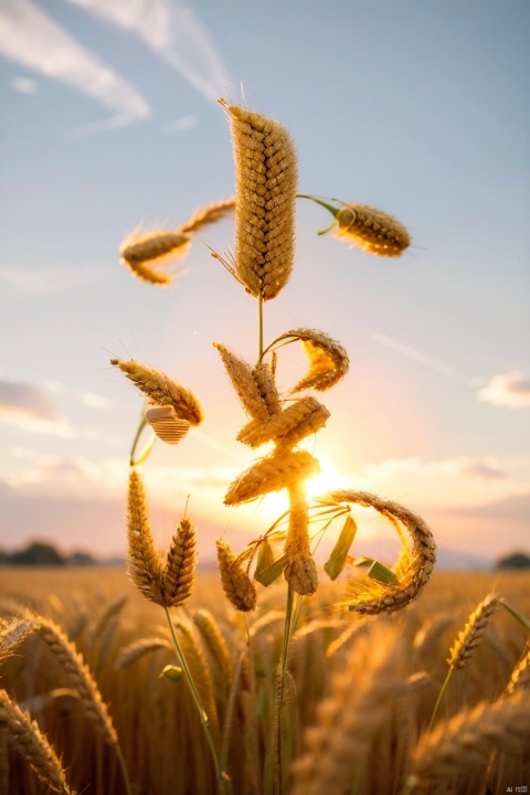 (masterpiece, highres, high quality, high resolution),(mature wheat:1.1),golden wheat fields, the vision is a wheat field,no humans,outdoors,photography,blurry,