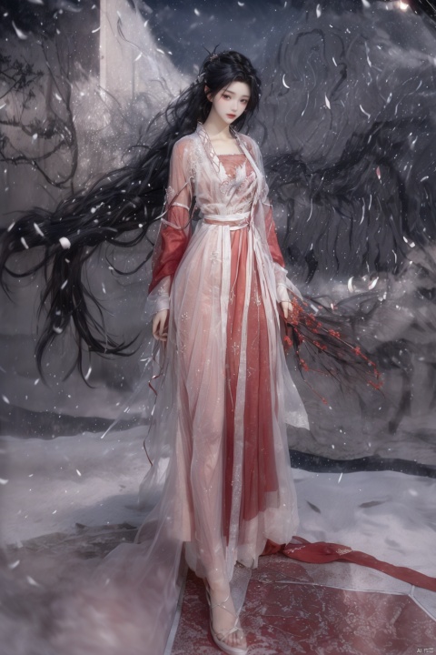  Sitting by the river. Flower lanterns. Strong winds. (((Wind blows long hair and dress: 1.9)). Long hair reaching the waist, long hair flying: 1.5. Thin gauze semi transparent ancient clothing, Tang clothing, Han clothing. Thin gauze semi transparent red skirt. The skirt is very long. (((Night: 1.9))). Women, smiling, full chested, red tulle semi transparent Hanfu, bare feet, silver jewelry, elegant, lightweight, confident, flower posture, wisdom, charming charm, purity, nobility, artistry, beauty, (best quality), masterpiece, highlights, (original), extremely detailed wallpaper, (original: 1.5), (masterpiece: 1.3), (high resolution: 1.3), (an extremely detailed 32k wallpaper: 1.3), (best quality), Highest image quality, exquisite CG, high quality, high completion, depth of field, (1 girl: 1.5), (an extremely delicate and beautiful girl: 1.5), (perfect whole body details: 1.5), beautiful and delicate nose, beautiful and delicate lips, beautiful and delicate eyes, (clear eyes: 1.3), beautiful and delicate facial features, beautiful and delicate face, hand processing, hand optimization, hand detail optimization, hand detail processing, detailed beautiful clothes, complex details, Extreme detail portrayal, HDR, detailed background, realistic, (transparent PViridescent colors: 1.3),1girl