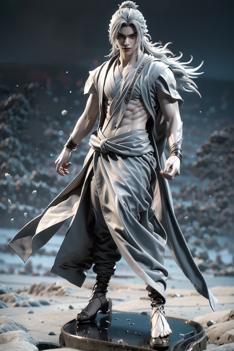  Renegade Immortal,Wang Lin,
1 boy,full body,masterpiece,standing,
White model rendering,4K,Official art,best quality, extremely detailed,CG,C4D,single color,plastic,Handmade, zbxr