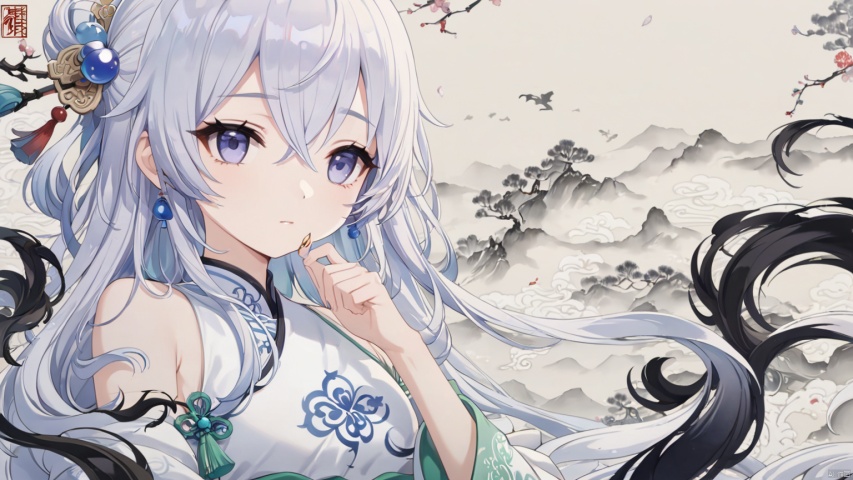  guofeng,illustration,1girl,((close up)),best quality,highly detailed,best quality,masterpiece,an extremely delicate and beautiful,extremely detailed,8k wallpaper,Amazing,finely detail,best quality,official art,extremely detailed CG unity 8k wallpaper,,minimalism, traditional chinese ink painting