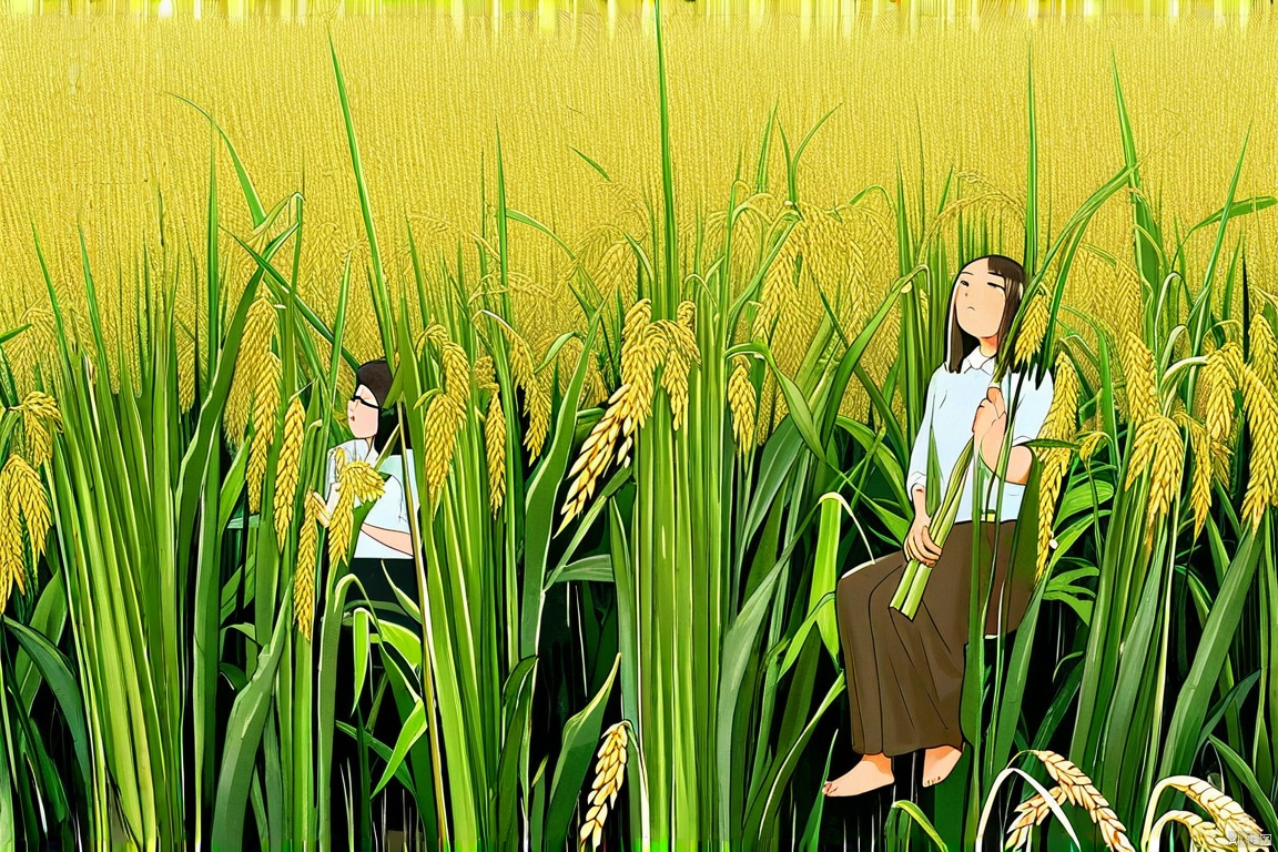 I dreamed that the rice grew as tall as sorghum, the ears were as long as a broom, and the grains were the size of peanuts, while my assistant and I sat under the ears of rice to enjoy the shade.