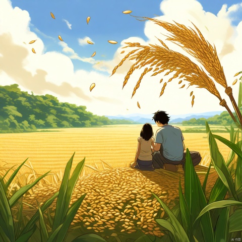 I dreamed that the rice grew as tall as sorghum, the ears were as long as a broom, and the grains were the size of peanuts, while my assistant and I sat under the ears of rice to enjoy the shade.