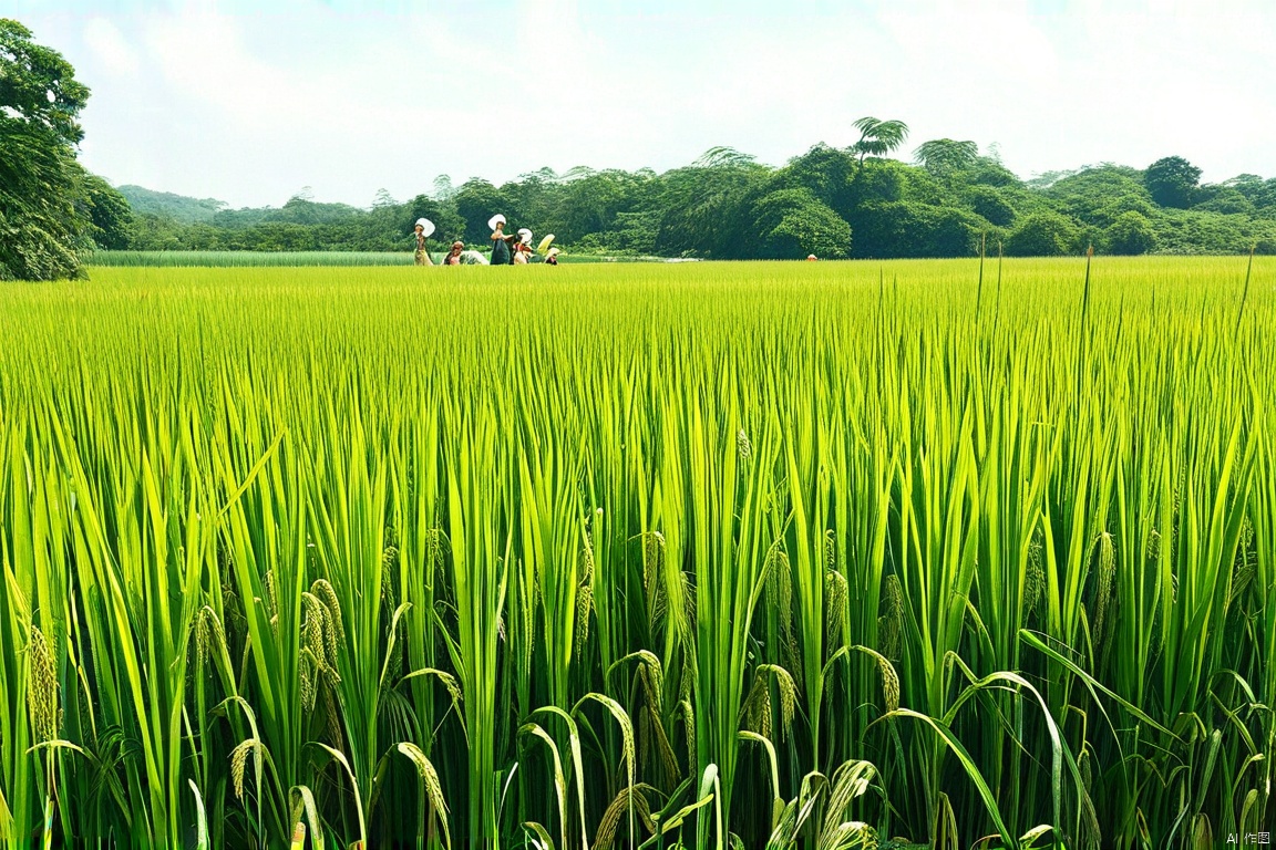 I dreamed that the rice grew as tall as sorghum, the ears were as long as a broom, and the grains were the size of peanuts, while my assistant and I sat under the ears of rice to enjoy the shade.