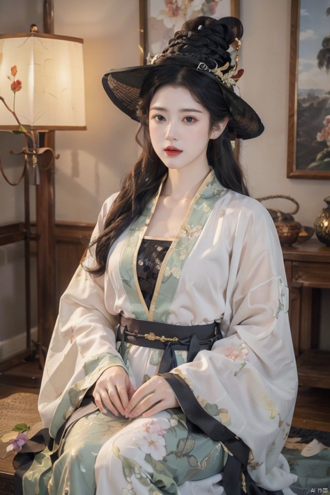  1girl,solo,waist up,hanfu fashion,(zentangle, mandala, tangle, entangle),(flower blossom:1.2) jewelry,ancient art,chinese,long hair, Lanterns, pavilions, flowers
official art,unity 8k wallpaper,ultra detailed,aesthetic,masterpiece,best quality,photorealistic ,half body,Article,Painting and Calligraphy,
,dog, ((poakl)),slime (creature) in a witch's hat, white (substance)