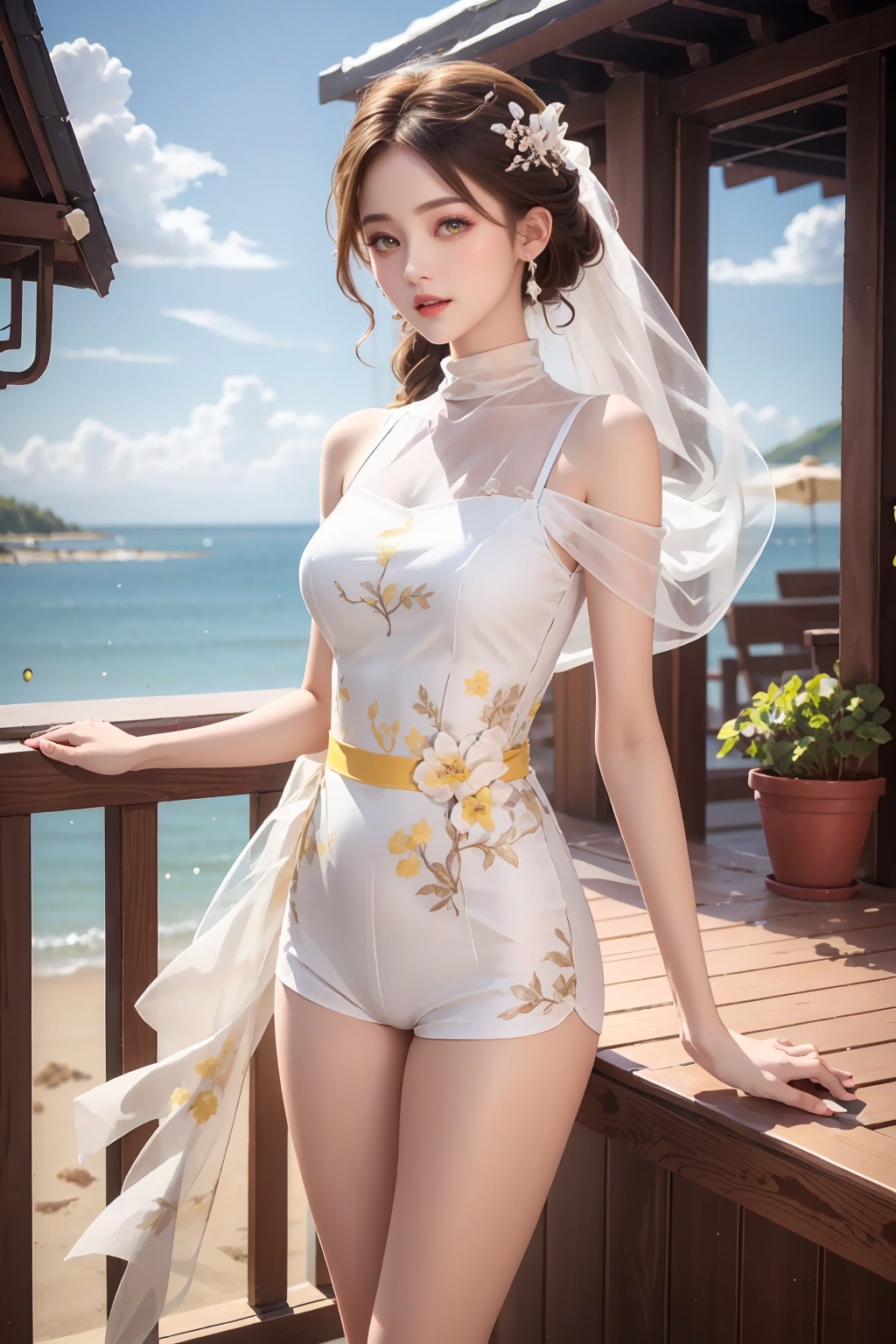  ,yoimiya (genshin impact),yellow eyes, yellow hair, solo, large breasts, legs, Shorts, , white t-shirt, bare_shoulder,long hair,

1girl, ,dynamic,clear sky,,
simple background,white t-shirt,
simplecats, clouds, 
open mouth, (laugh),, ,hand_raised,seaside,


,seaside,
,scenery, masterpiece, best quality, best quality, no_humans, ,mjtyhz,simple details,1girl, veil,haremoutfit,,shuixia,