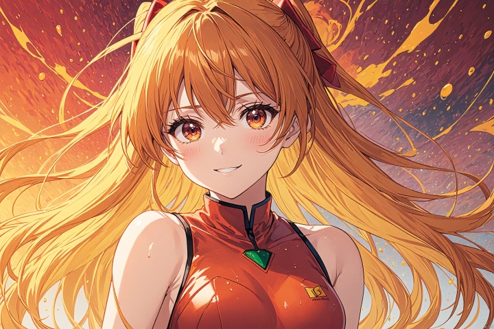  ultra-detailed,(best quality),((masterpiece)),(highres),original,extremely detailed 8K wallpaper,(an extremely delicate and beautiful),
anime,
comic portrait of a souryuu asuka langley,light smile,orange and red palette,splash of emotions,. graphic illustration,comic art,graphic novel art,vibrant,highly detailed,((full body)),