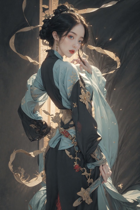  ((masterpiece, best quality)),a girl holding a sword, in the style of dark azure and light azure, mixes realistic and fantastical elements, vibrant manga, uhd image, glassy translucence, vibrant illustrations,