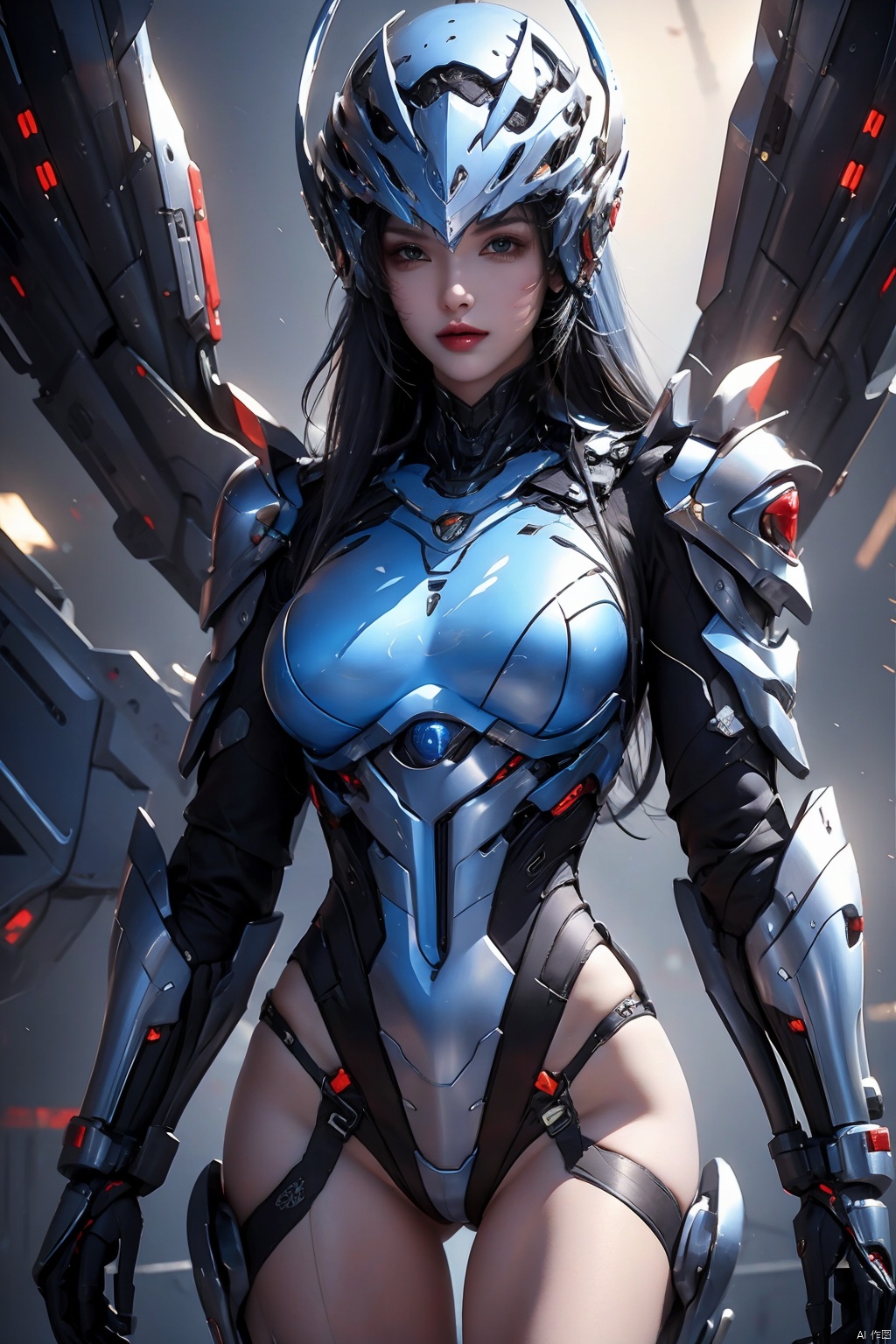  1 girl, science fiction armor,sexy,thighs,naked, fantasy
