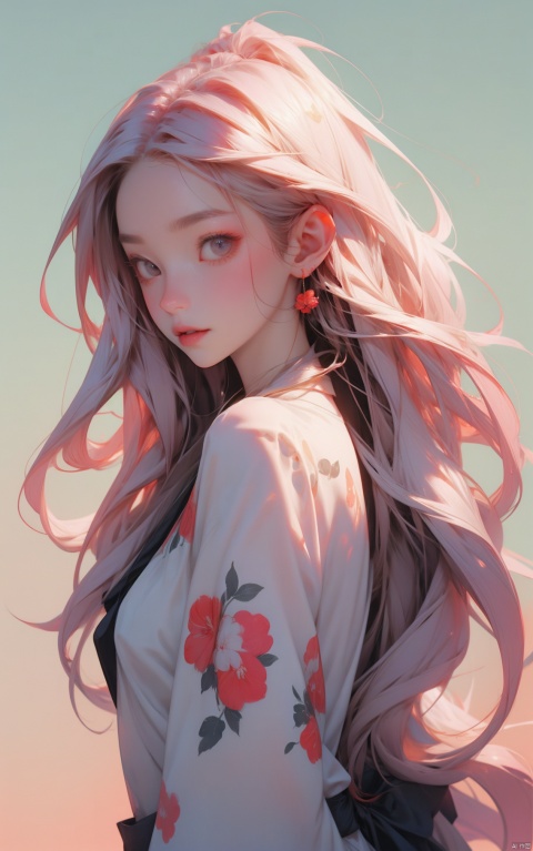  1girl, aqueous media, florals, swirles, 1 girl, , , , , FF, vg, yunqing